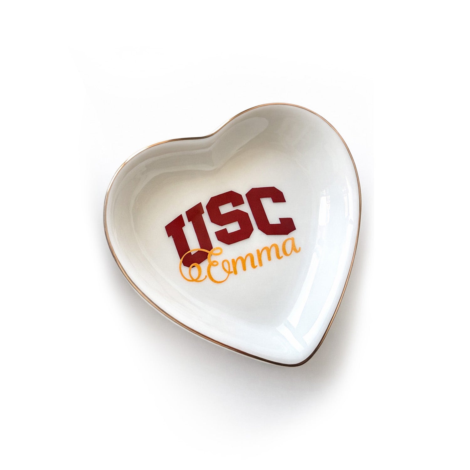 Personalized College Heart Jewelry Dish