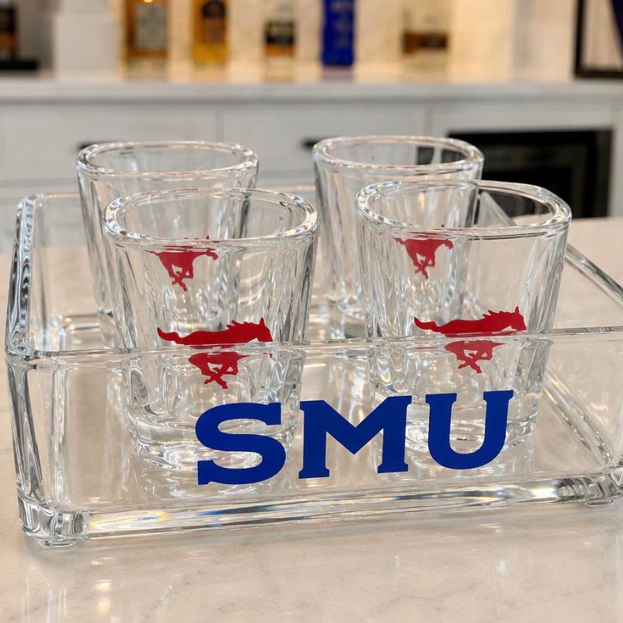 4 Shot Glasses + Tray Set